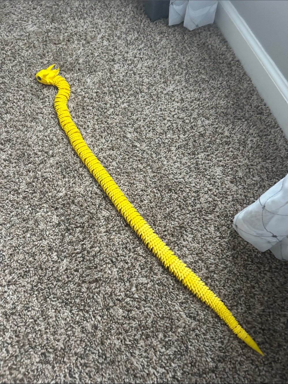 3d printed Long Textured Yellow Dragon Snake Toy